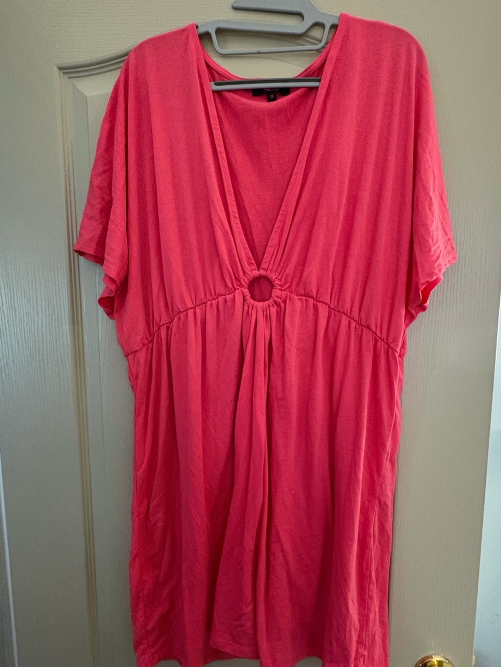 Active USA Deep V Ring-Front Tunic Top - Pink